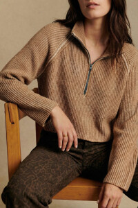 Sweater Algodón Cierre Camel