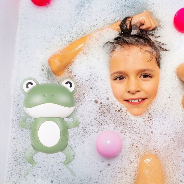 Juguete De Baño Rana Nadadora Con Movimiento Ducha Bebés Variante Color Verde