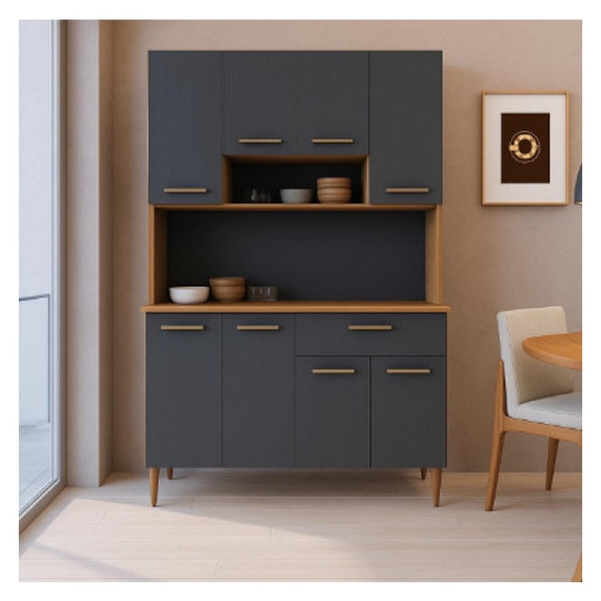 KIT COCINA ARTECAS 8 PUERTAS 1 CAJON NOGAL/GRAFITO 