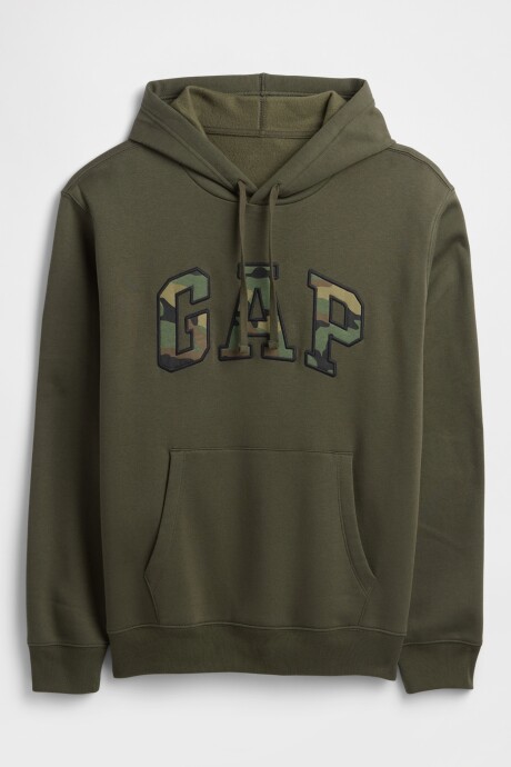 Buzo Canguro Logo Gap Camo Hombre Black Moss