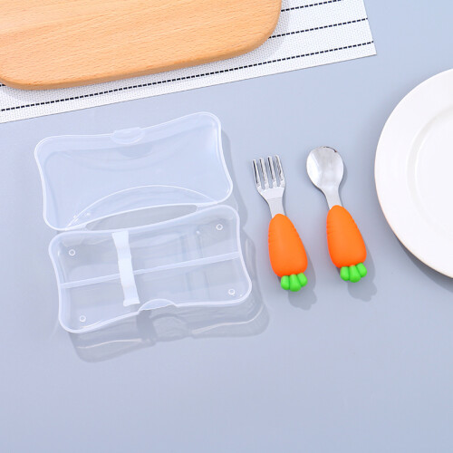 Mini Juego De Cuchara Y Tenedor Con Estuche - Zanahoria Mini Juego De Cuchara Y Tenedor Con Estuche - Zanahoria