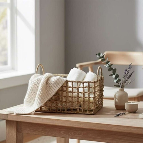 Cesto Rect C/Asas 33X23Xh17/23Cm Seagrass Natural
