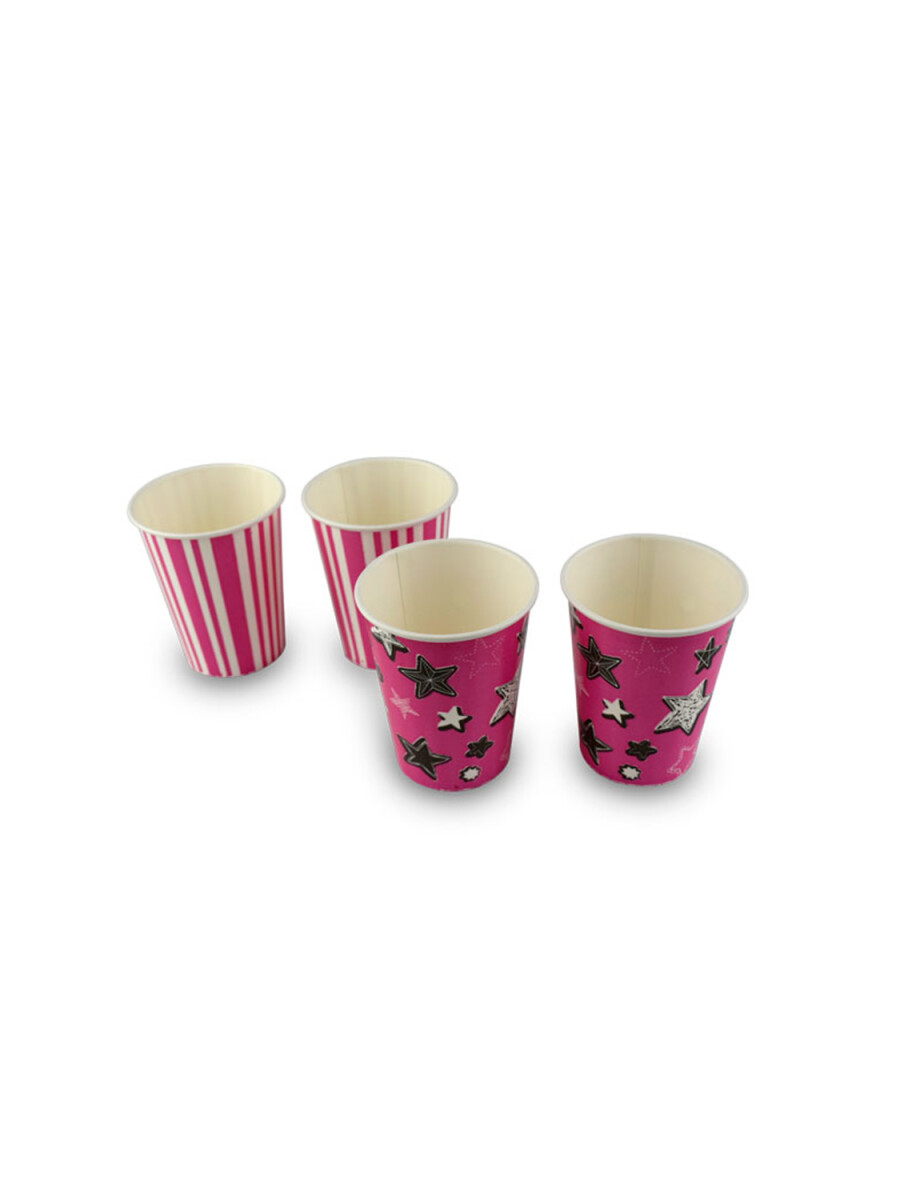 VASO POLIPAPEL 8 OZ - FUCSIA STARS 