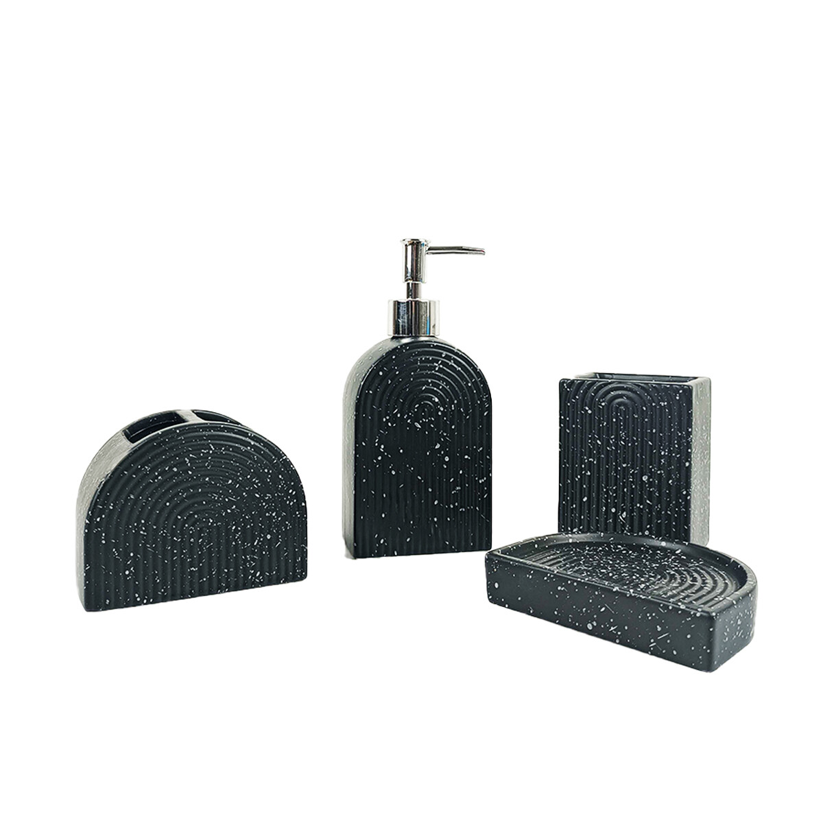 Set 4 Piezas De Cerámica Para Baño - Negro 