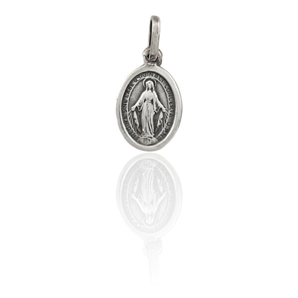 Dije Virgen Milagrosa-Plata 925 Quemada-Sin Piedra-CP4321 sinpiedra