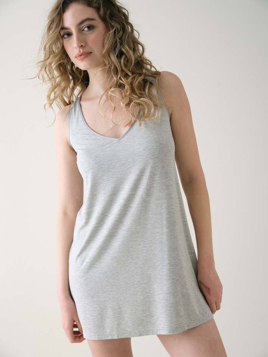 Camisón Corto Viscosa - Gris Melange 