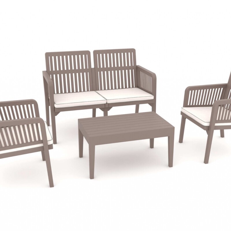 Lizbon Lounge Set: Muebles de Resina UV Resistentes para Ambientes Exteriores 2+1+1 + Mesa Capuccino Lizbon Lounge Set: Muebles de Resina UV Resistentes para Ambientes Exteriores 2+1+1 + Mesa Capuccino