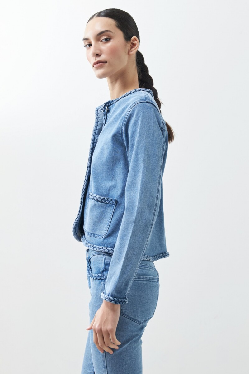Chaqueta de jean con detalle trenzado jean medio