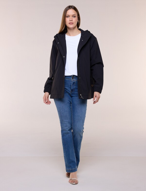 Gabardina Con Capucha Impermeable NEGRO