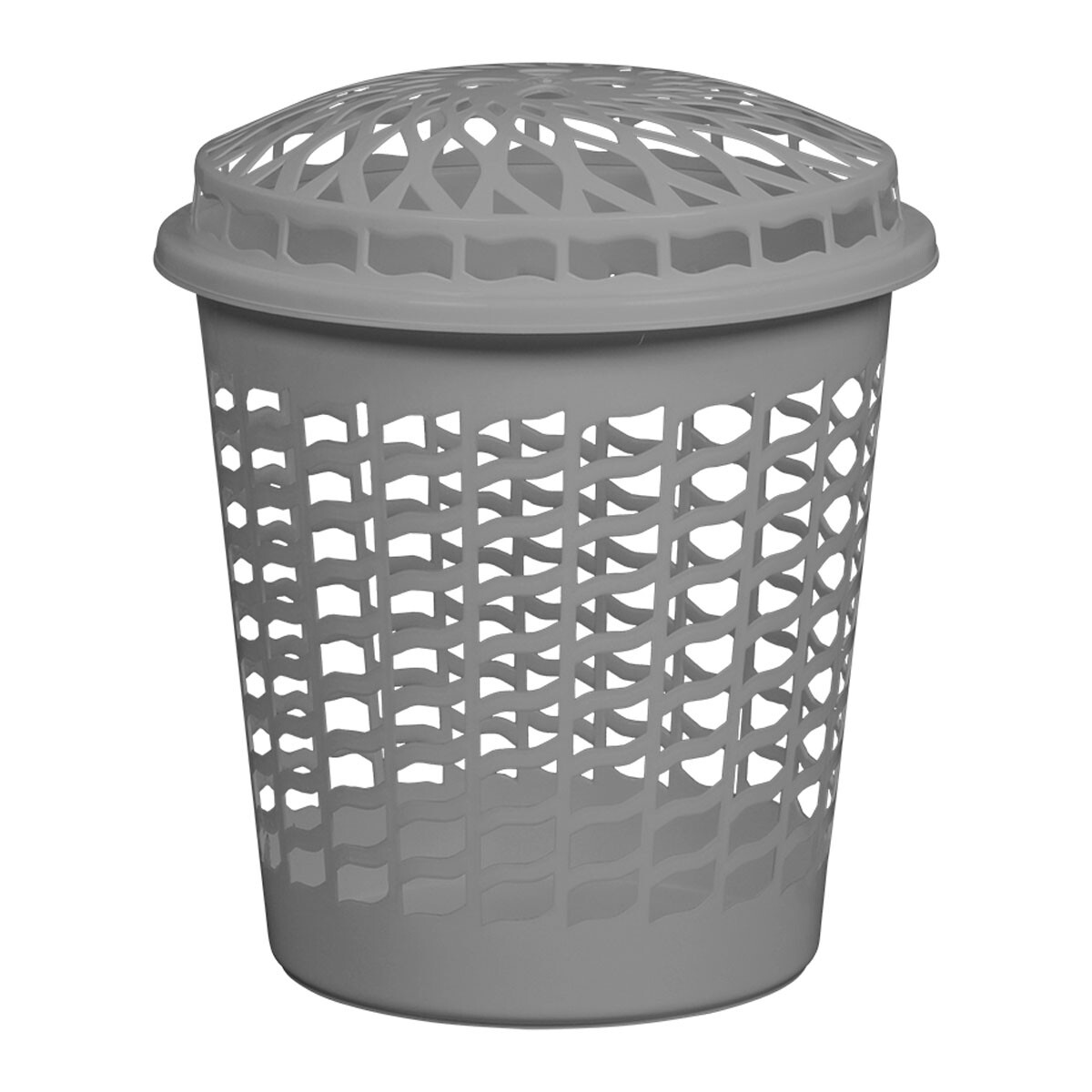Canasto Cesto Organizador Ropa c/Tapa en Plástico Calado 30L - Gris 