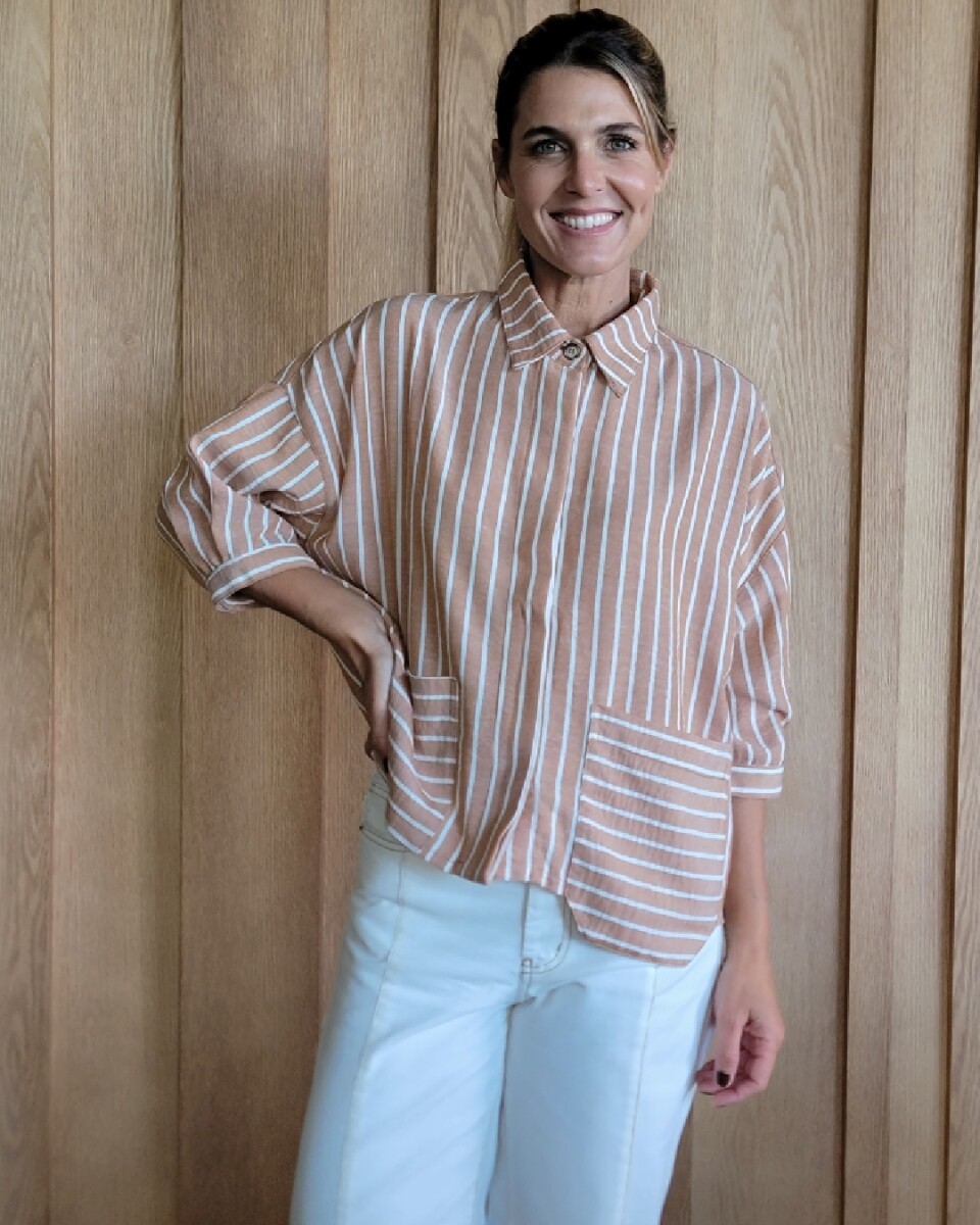 Camisa Piña - Lino Raya Camel 