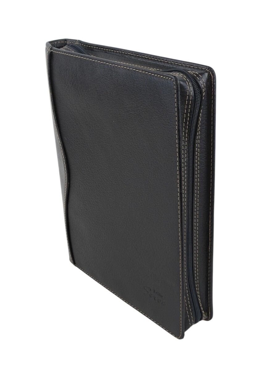 Dosier de Cuero Genuino, Indispensable para Profesionales Modernos. - Negro 