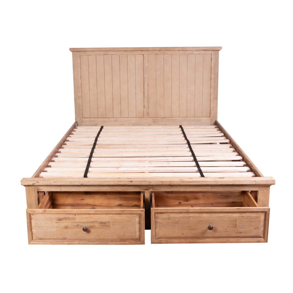 CAMA C/ CAJONES KING MADERA-ACACIA NATURAL-BEIGE WESTPORT