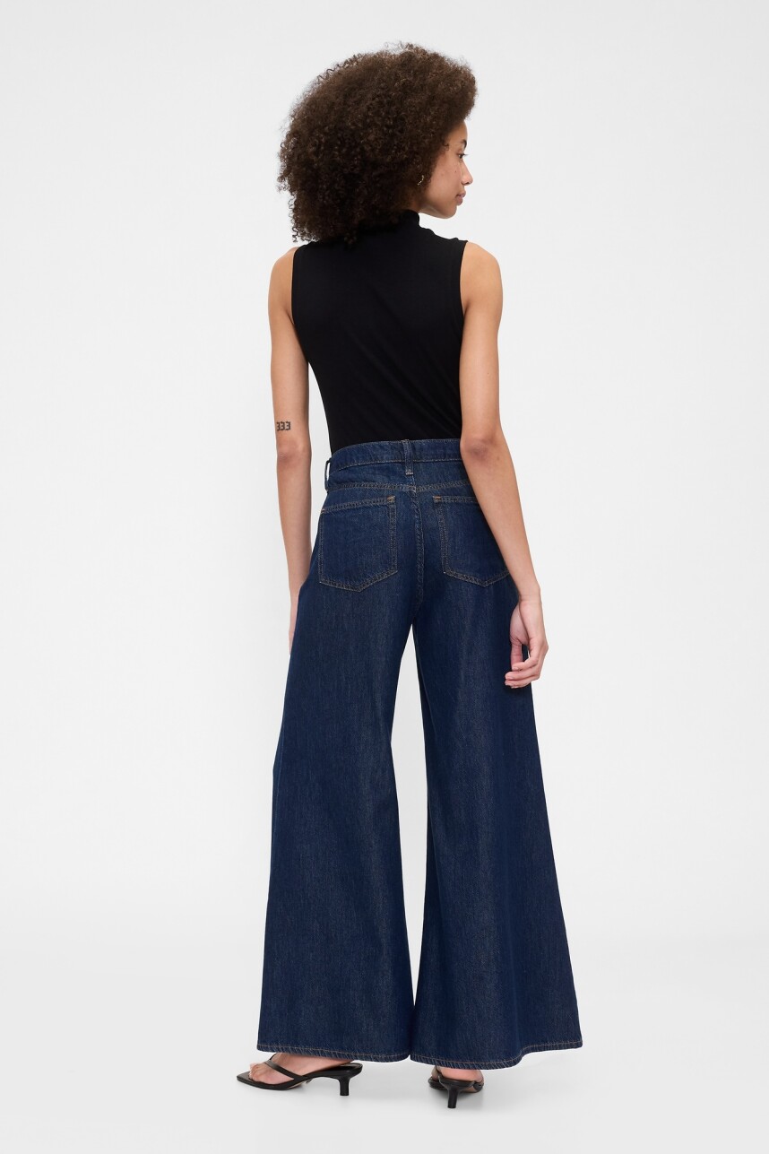 Jean Ultra Wide Pallazo Mujer Dark Wash