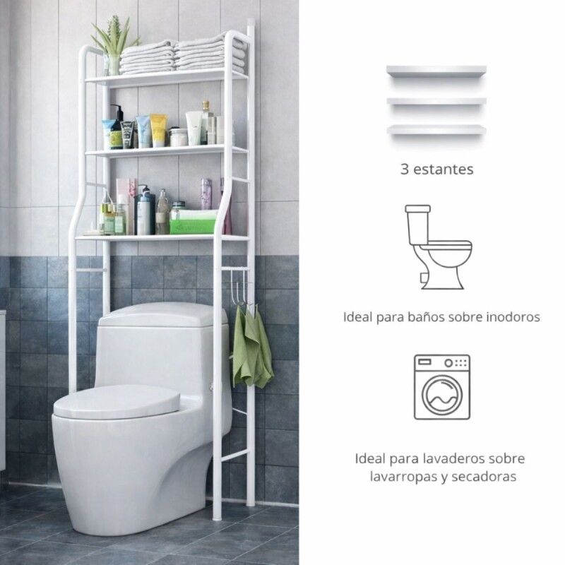 Mueble Baño Estante Inodoro Lavarropa Estanteria Organiza Blanco Mueble Baño Estante Inodoro Lavarropa Estanteria Organiza Blanco