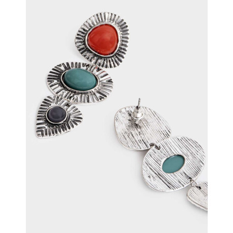 Aros Colgantes Largos Piedra Plateado