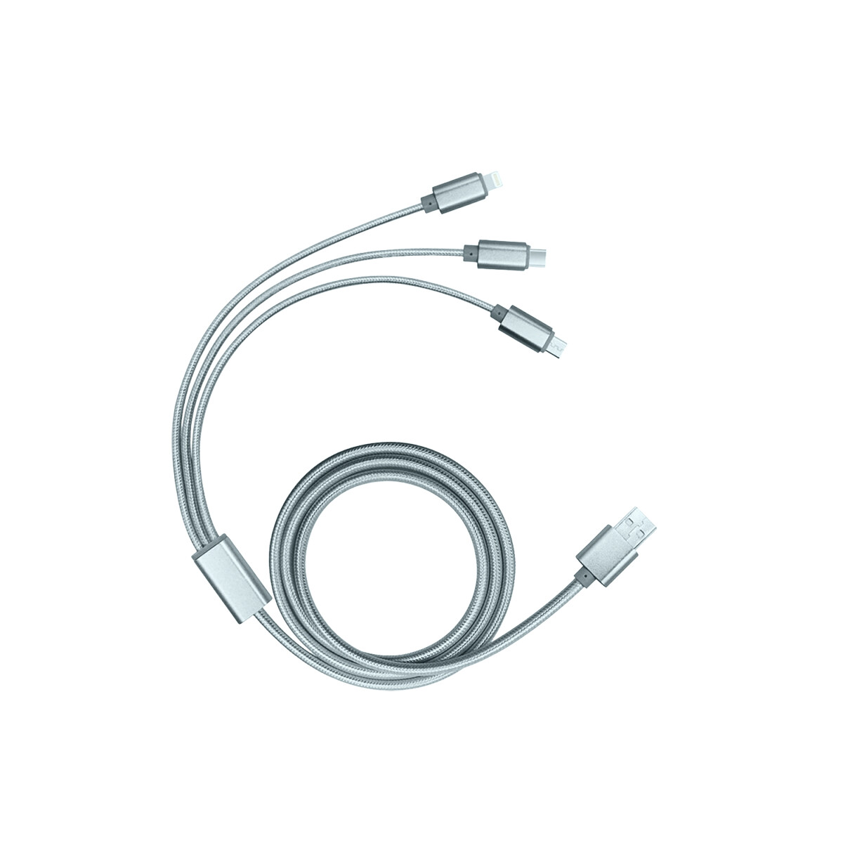 Cable Usb Múltiples Salidas De 2m De Largo - Plateado 