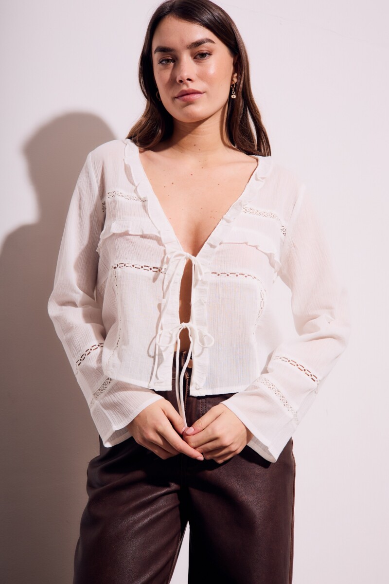 Blusa Encajes Algodón Nácar
