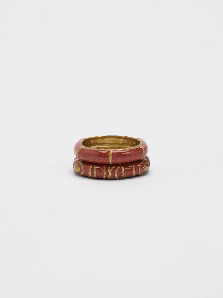 Set De Anillos Con Esmalte - marron 