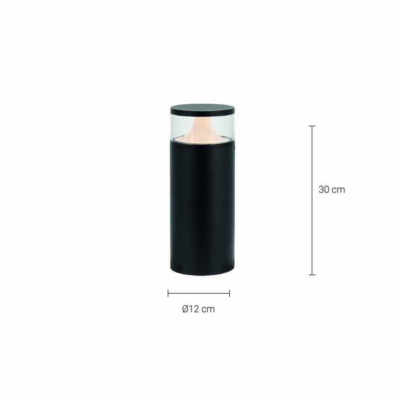 BOLARDO KANE 30 CM Luminaria Bolardo Exterior 9W Kane 30cm Negro