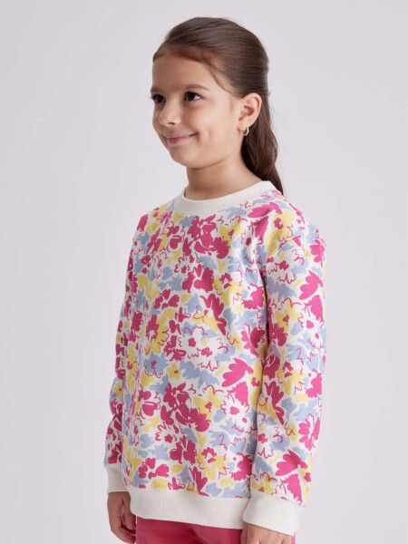 Buzo deportivo estampado Disney Flores fucsia