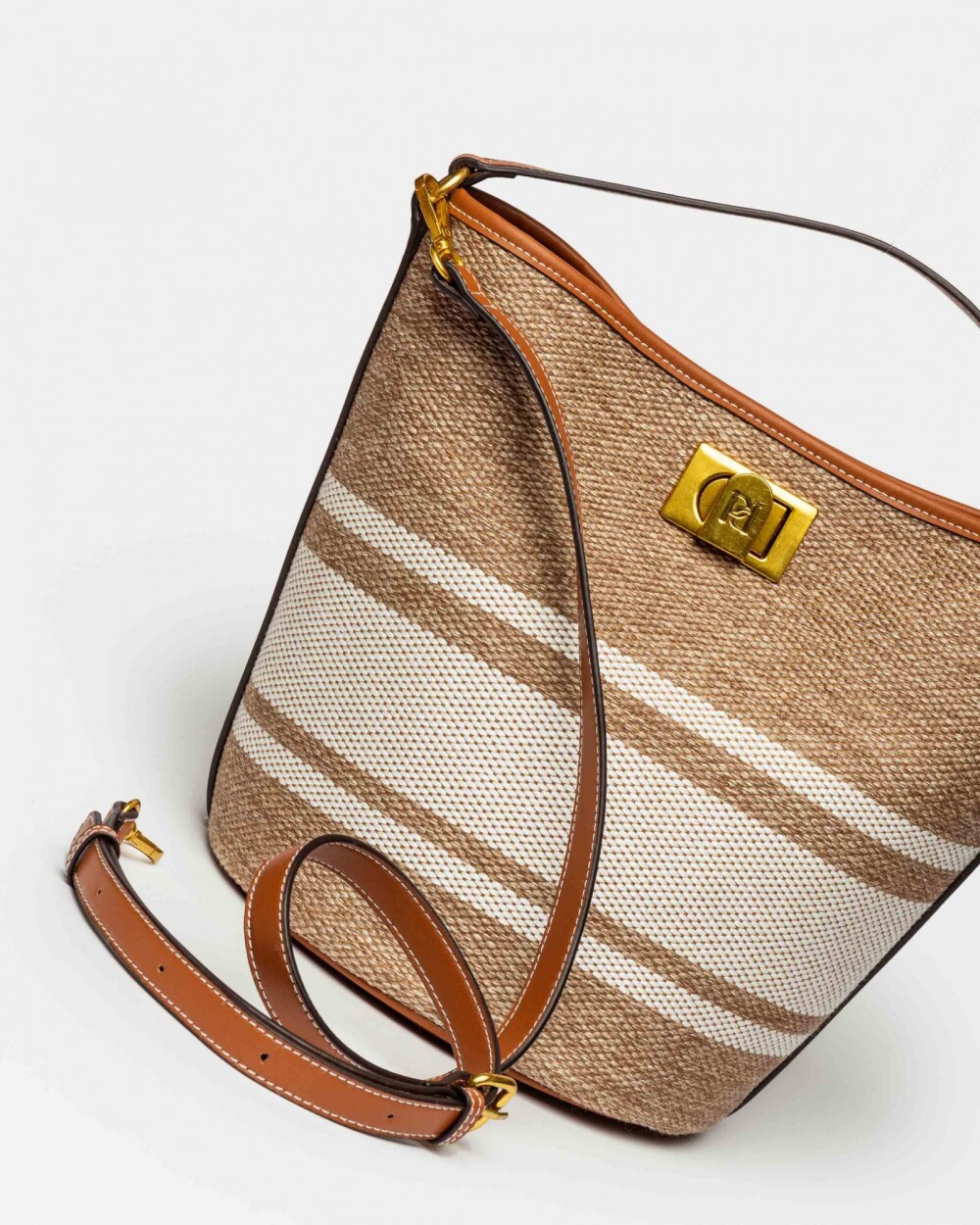 Cartera de mano Lyon en canvas Marron