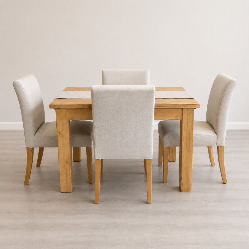Juego de Comedor Rústico con 4 sillas de vestir bajas Juego de Comedor Rústico con 4 sillas de vestir bajas