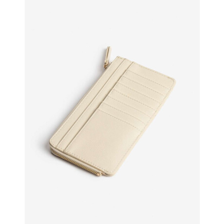 Billetera Fichero Rectangular Con Cierre Blanco Crudo