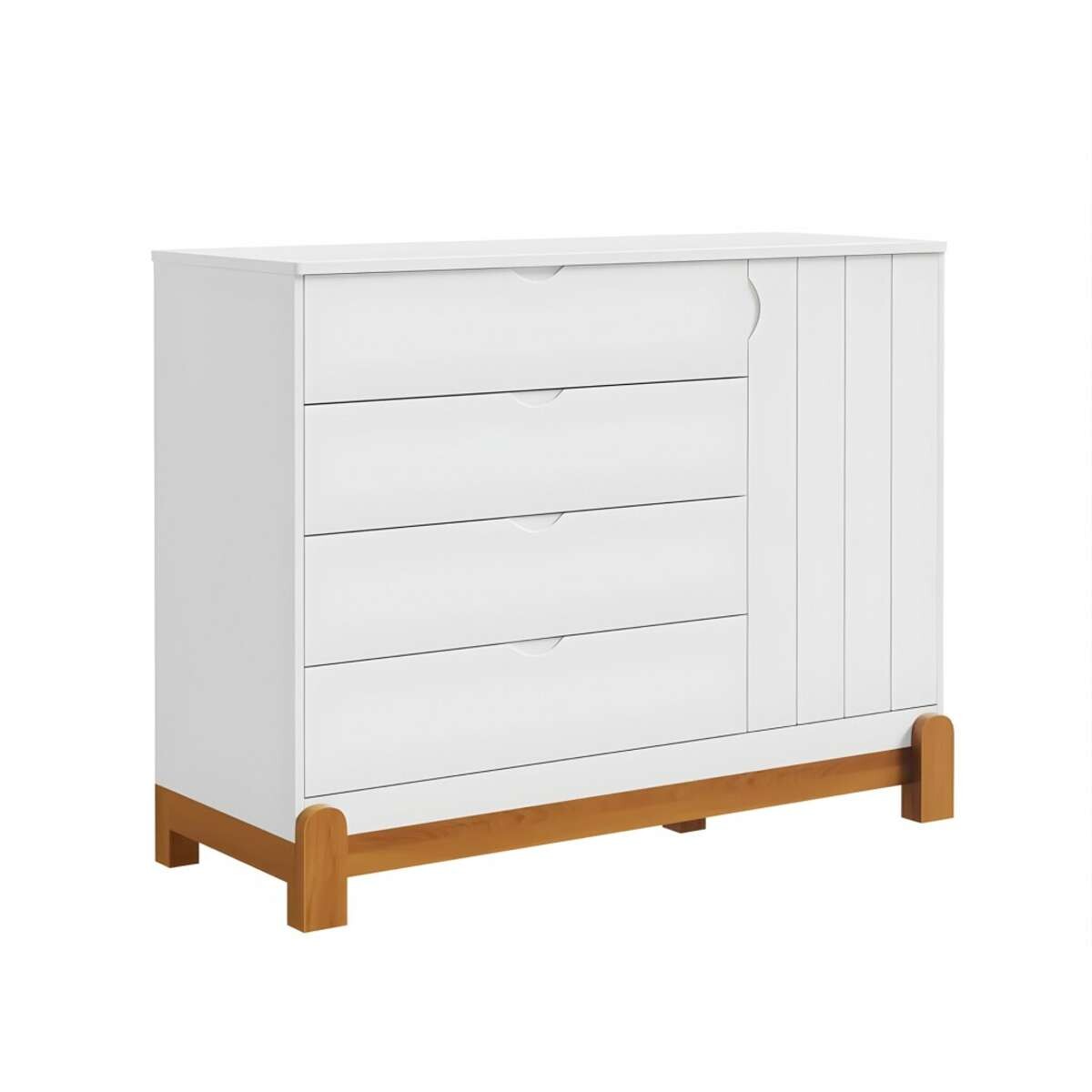 Comoda Zapatera 4 Cajones 1 Puerta Infantil Lotus - Blanco 