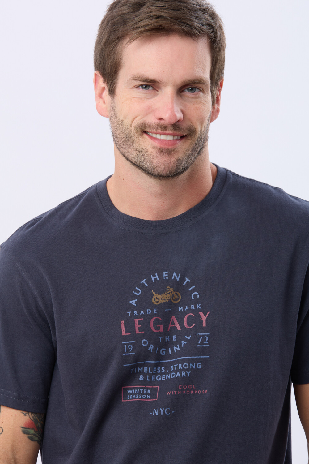 REMERA ESTAMPADA DE ALGODÓN Azul