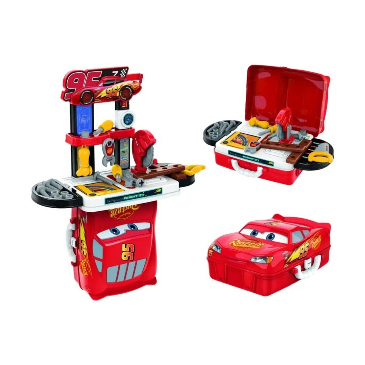 Maleta de Juego Disney Cars Estación Mecánica 3 en 1 - ROJO 
