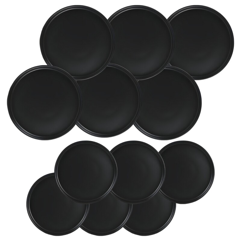 Set x 12 Platos D20x2cm + D26,5x2cm NEGRO