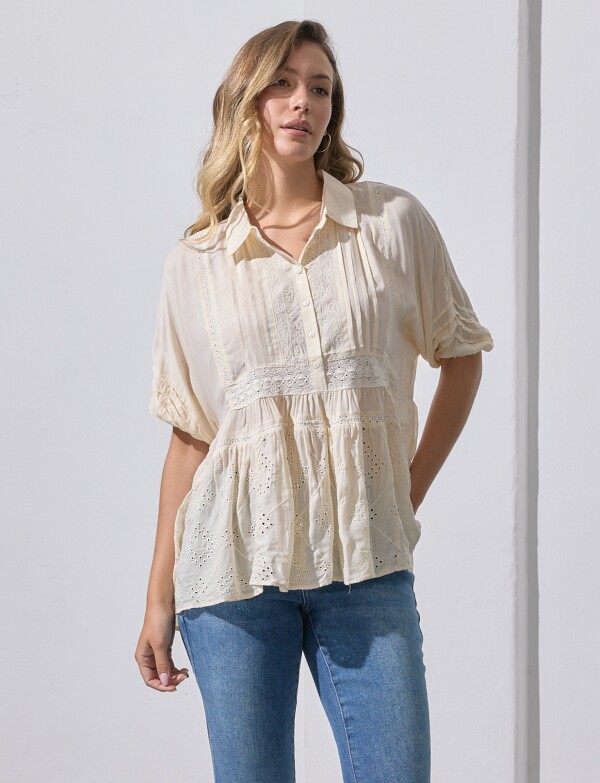 Blusa Broderie BEIGE