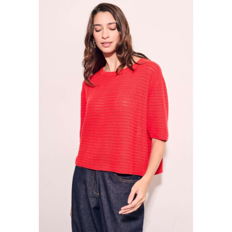 Sweater Texturado Algodon Rojo
