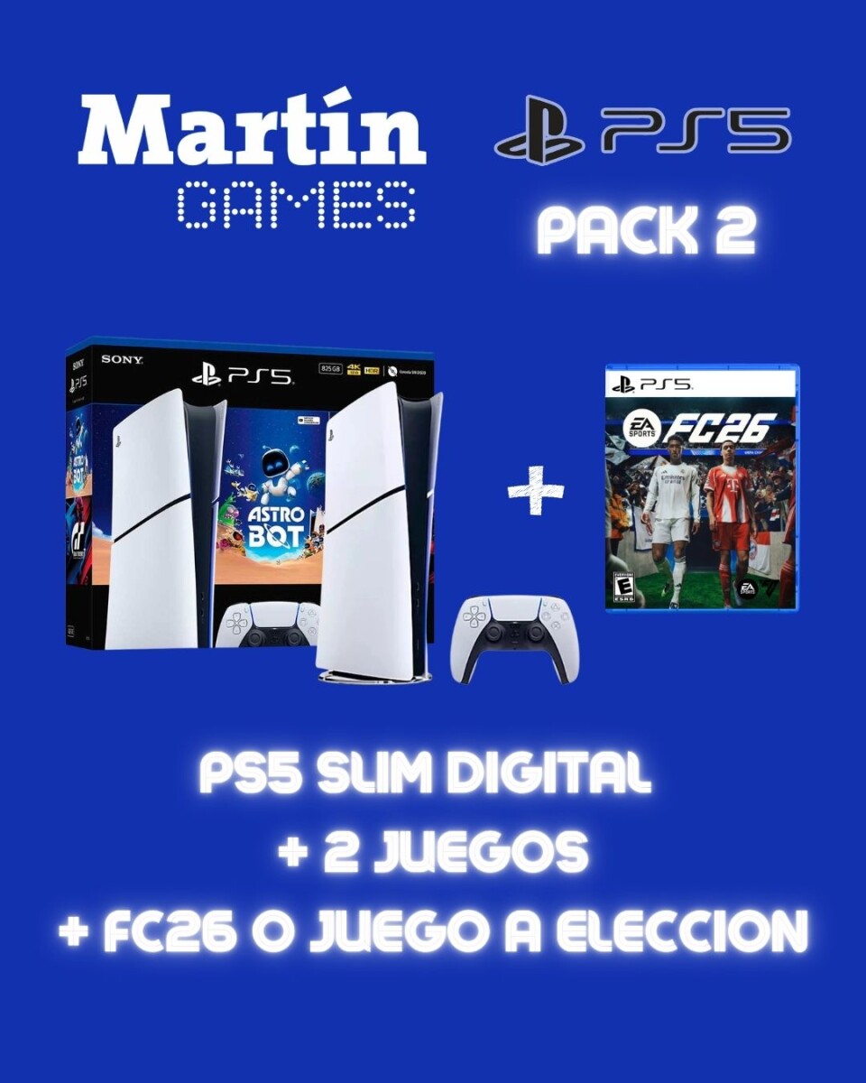 CONSOLA Playstation 5 PS5 SLIM DIGITAL + FC26 O JUEGO A ELECCIÓN + ASTROBOT Y GT7 