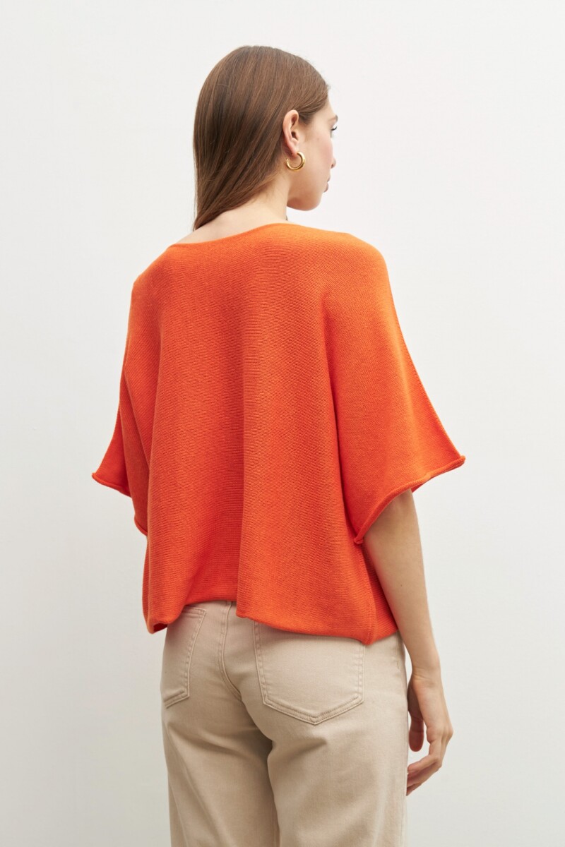 Sweater oversized escote V naranja