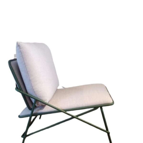 POLTRONA METAL VERDE - TAPIZADO TELA RUSTICA CLARA POLTRONA METAL VERDE - TAPIZADO TELA RUSTICA CLARA