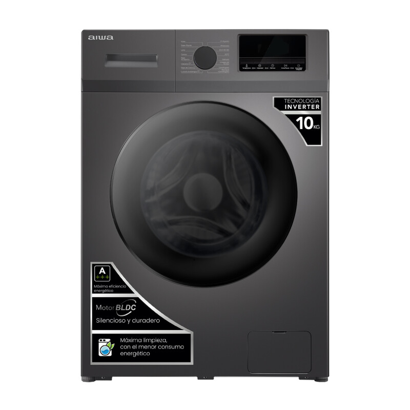 Lavarropas Automático Carga Frontal AIWA 10KG Inverter Gris