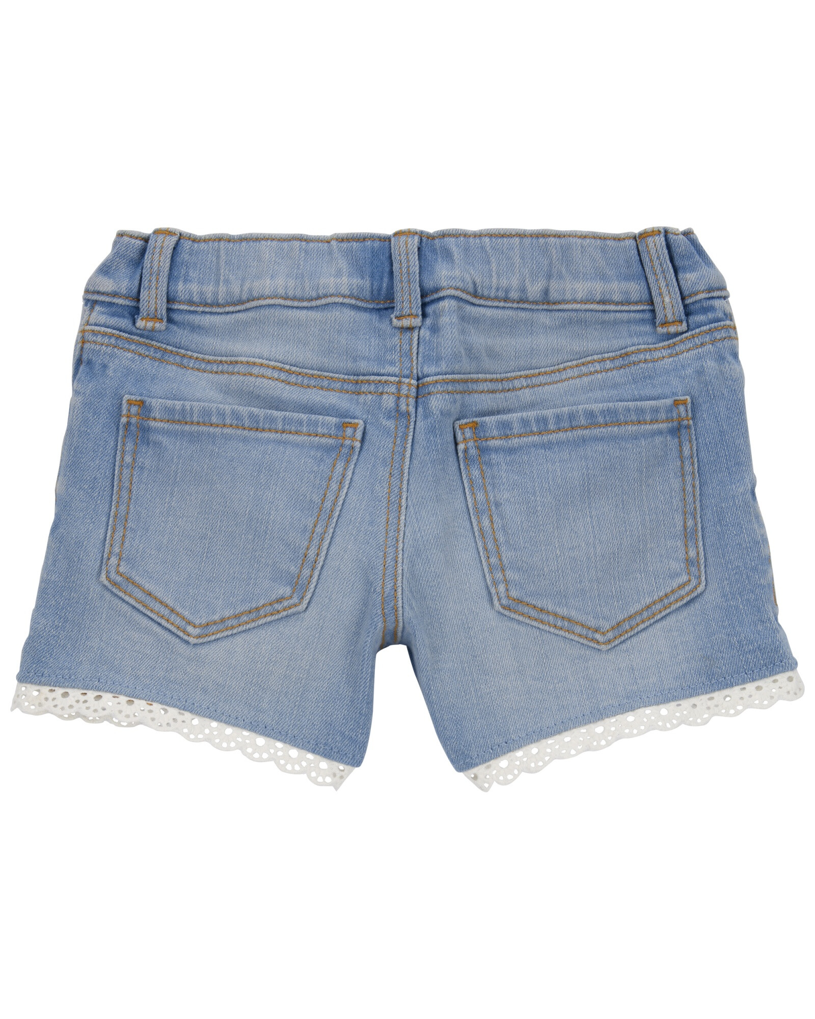 Short jean con detalles de encaje. Talles 2-5T Sin color