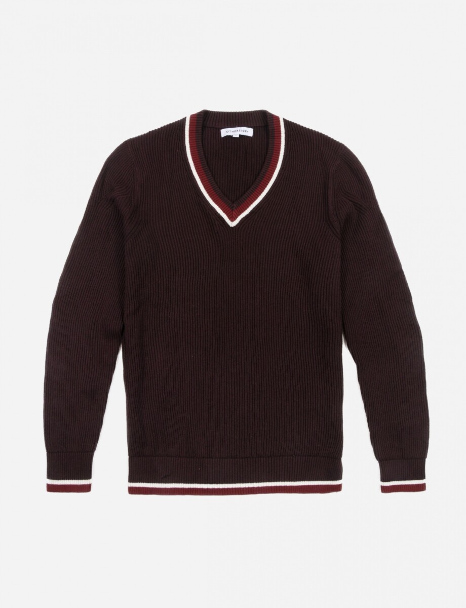 Sweater terminaciones en contraste - Hombre - BORDO 