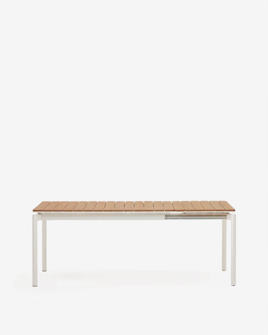 Mesa extensible de exterior Canyelles de polimadera y aluminio blanco mate 140 (200) x 90 cm