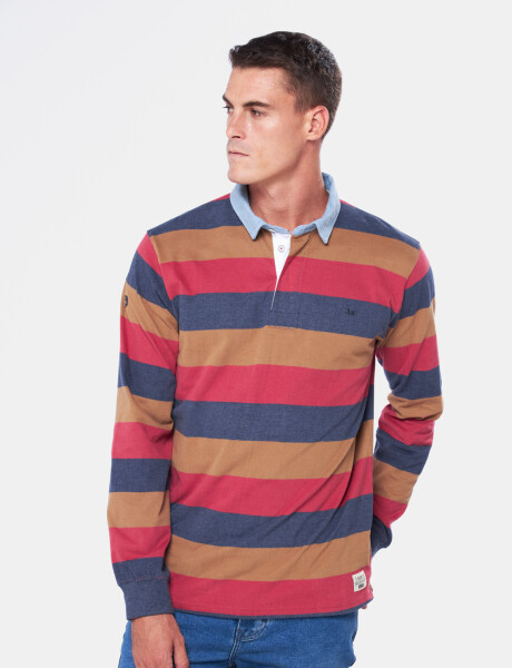 REMERA POLO RAYADA Ladrillo
