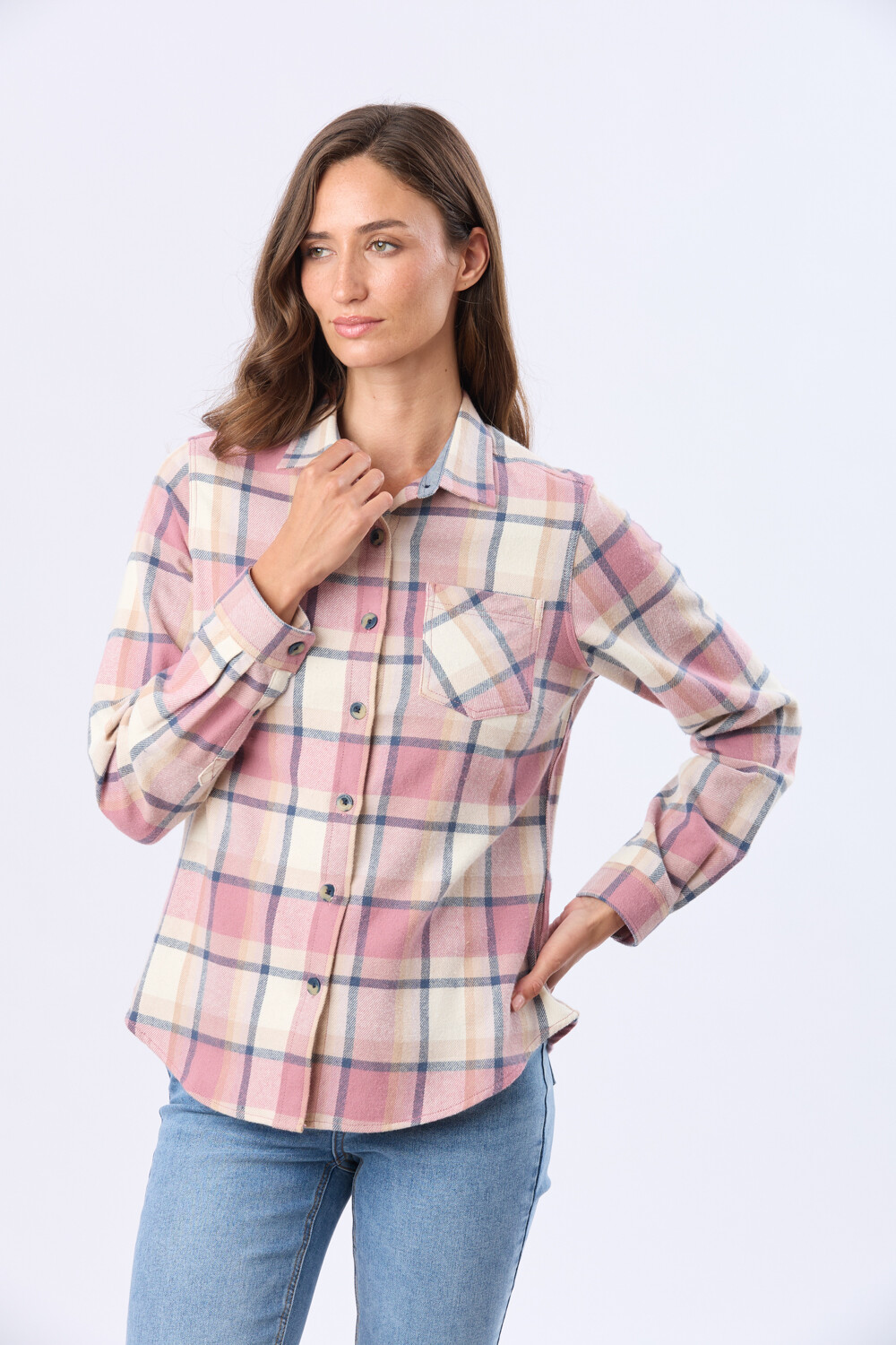 CAMISA VIYELA CUADROS Piedra