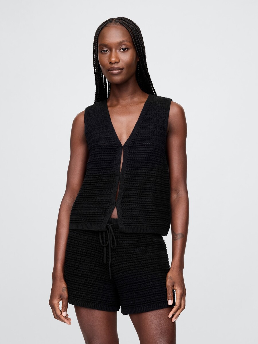 Chaleco Crochet Mujer - Black 