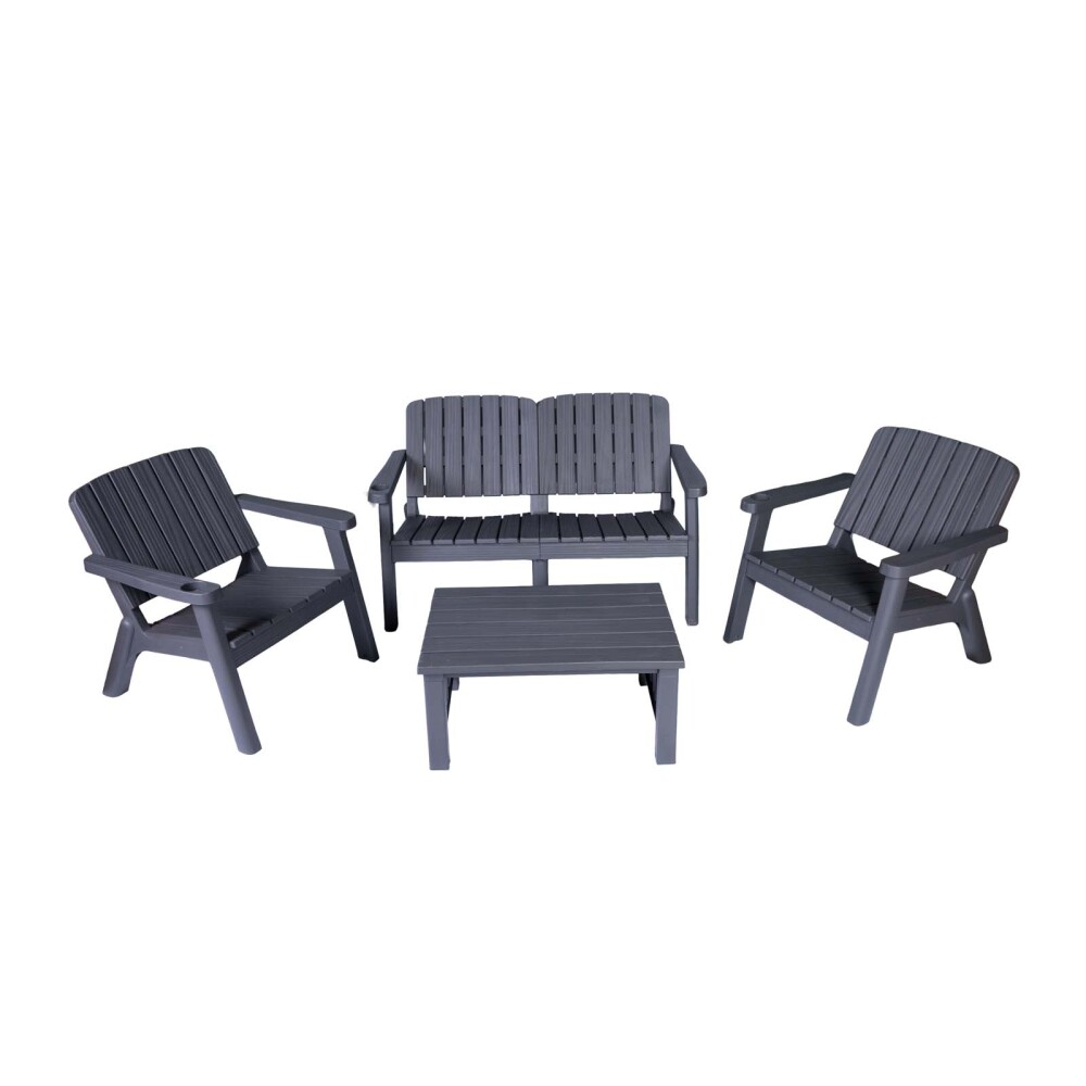 SET DE LIVING EXTERIOR POLIPROPILENO GRIS MALAGA