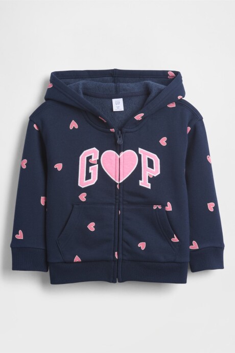 Canguro Con Cierre Logo Gap Toddler Niña Navy Hearts