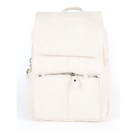 Mochila Canva Con Tapa Y Doble Cierre de cuero sintético Blanco