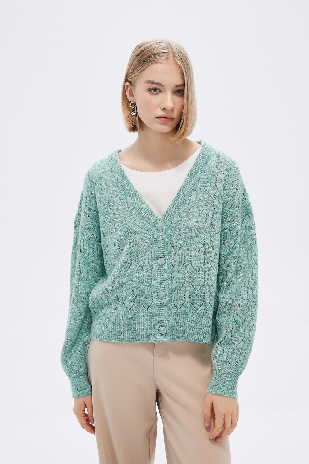 Cardigan Safia Verde Grisaceo