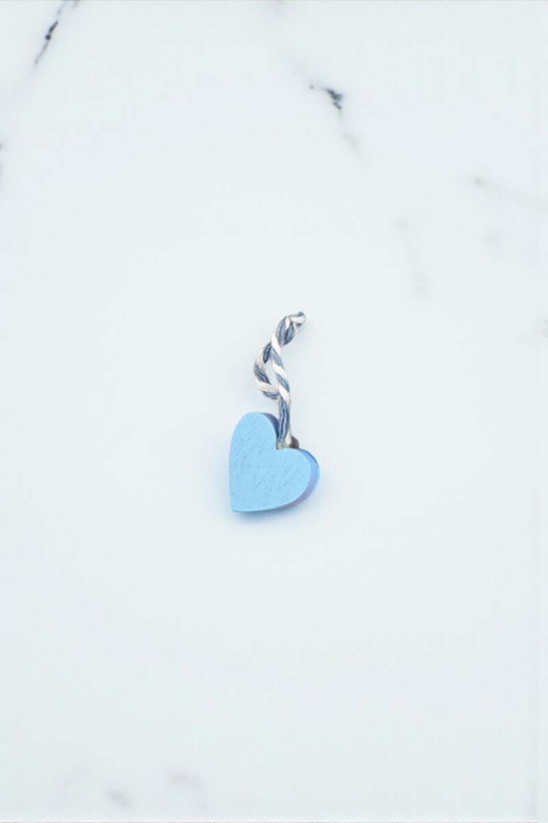 Tag corazon de madera con adhesivo 2x2 cm. - AZUL 