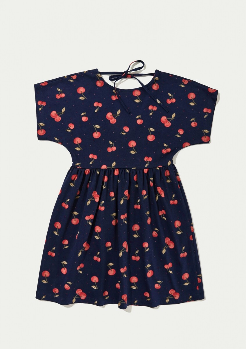 VESTIDO CORTO INFANTIL CON ESTAMPADO - AZUL 